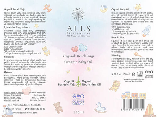 Alls Biocosmetics Organik Bebek Yağı 150 ml