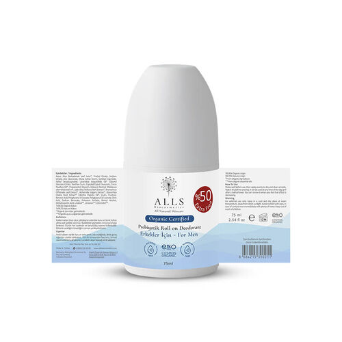 Alls Biocosmetics Organik Prebiyotik Roll on Deodorant 75 ml - Erkekler İçin