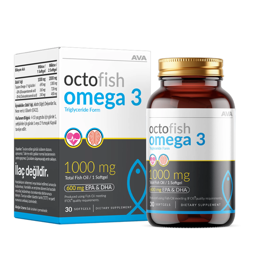 Ava Octofish Omega 3 1000 mg Balık Yağı Kokusuz 30 Kapsül