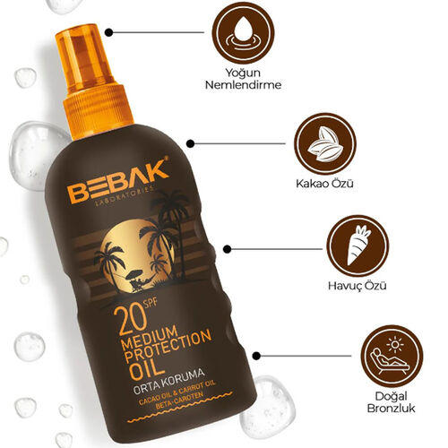 Bebak Spf20+ Etkili Bronzlaştırıcı Yağ 150 ml