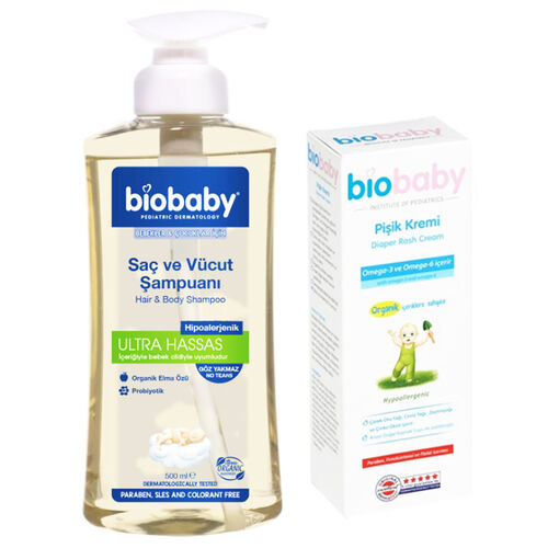 Biobaby Bebek Şampuanı 500ml + Pişik Kremi 75 ml HEDİYE
