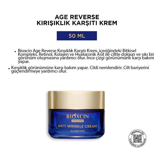 Bioxcin Age Reverse Kırışıklık Karşıtı Krem 50 ml