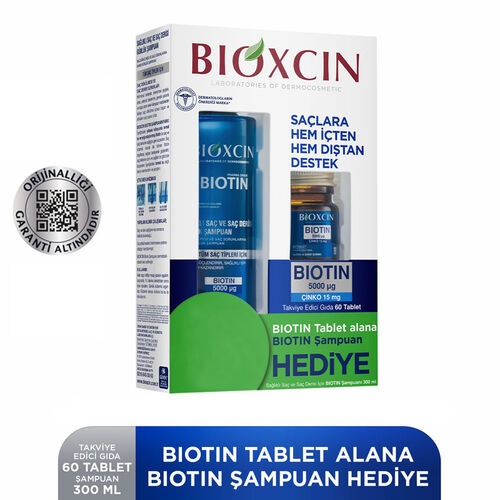 Bioxcin Biotin 5000 mg Çinko 15 mg ALANA Biotin Şampuan 300 ml HEDİYE