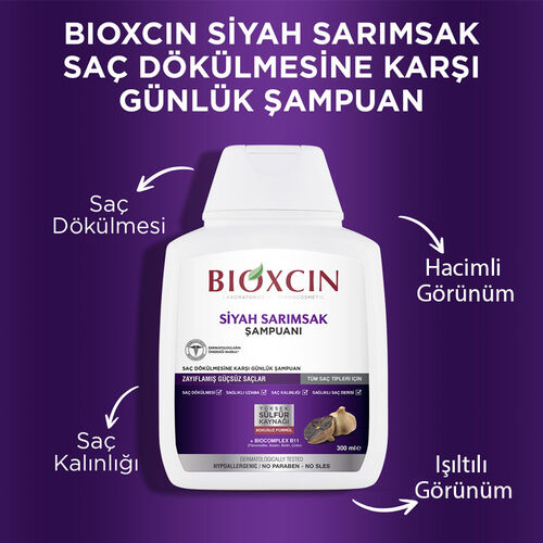 Bioxcin Saç Dökülmesine Karşı Siyah Sarımsak Şampuanı 300 ml | 3 al 2 öde