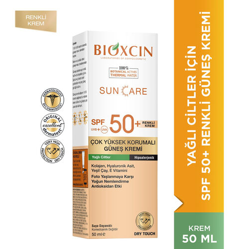 Bioxcin Sun Care Yağlı Ciltler için Güneş Kremi SPF 50+ 50 ml - Renkli