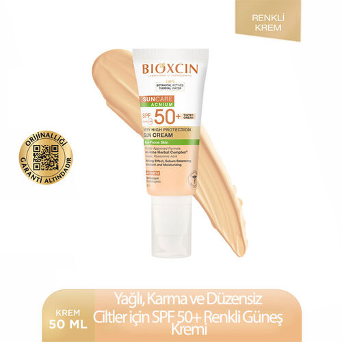 Bioxcin Suncare Acnium Tinted Spf50+ Güneş Kremi 50 ml