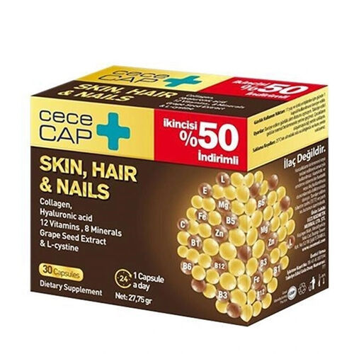 Cececap Skin Hair Nails Takviye Edici Gıda 2 x 30 Kapsül - İkincisi %50 İndirimli
