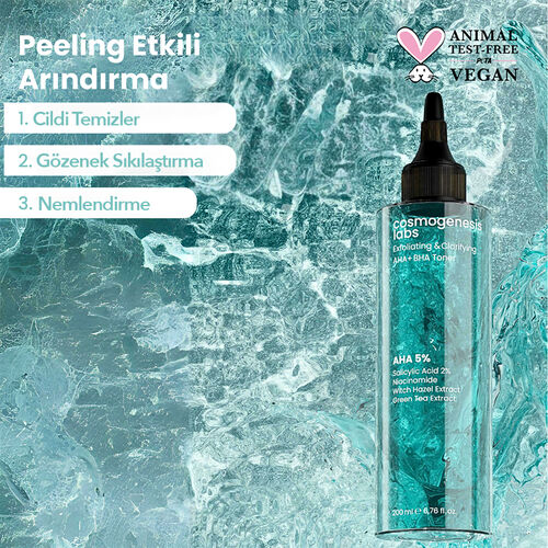 Cosmogenesis Labs Peeling Etkili Arındırıcı AHA ve BHA Tonik 200 ml