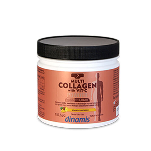 Dinamis Multi Collagen with Vit-C Powder -Ananas Aromalı Takviye Edici Gıda 157,5 gr