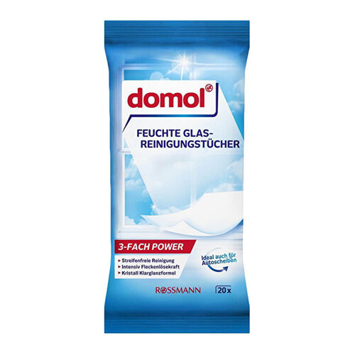 Domol Cam ve Parlak Yüzeyler için Islak Temizlik Bezi 20 Adet