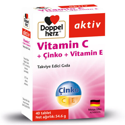 Doppel Herz Aktiv Vitamin C + Çinko + Vitamin E 40 Tablet