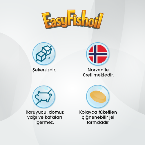 Easy Fish Oil Çilek ve Limon Aromalı Balık Yağı ve D Vitamini 30 Çiğnenebilir Jel