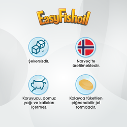 Easy Fish Oil Portakal ve Limon Aromalı Balık Yağı ve D Vitamini 30 Çiğnenebilir Form - Thumbnail