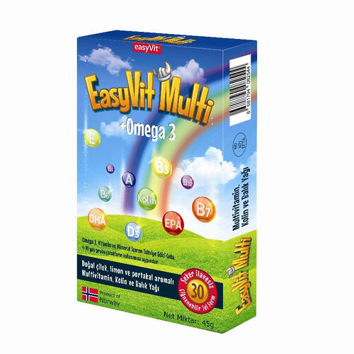 EasyVit Multi + Omega 3 Çiğnenebilir Tablet 30 Adet