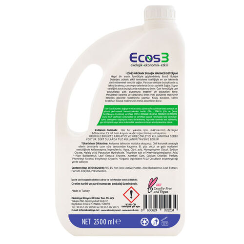 Ecos3 Ekolojik Bulaşık Makinesi Deterjanı 2500 ml