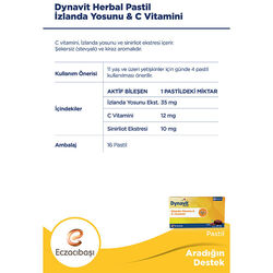 Eczacıbaşı Dynavit Herbal İzlanda Yosunu ve C Vitamini İçerikli 16 Adet Pastil (Promosyon Ürünü) - Thumbnail