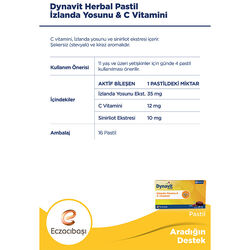 Eczacıbaşı Dynavit Herbal İzlanda Yosunu ve C Vitamini İçerikli 16 Adet Pastil - Thumbnail