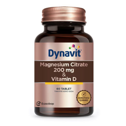 Eczacıbaşı Dynavit Magnesium Citrate 200 mg- Vitamin D Takviye Edici Gıda 60 Tablet