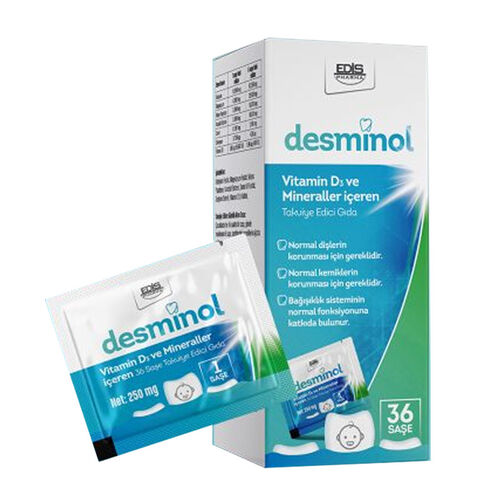 Edis Pharma Desminol Vitamin D3 ve Mineraller İçeren Takviye Edici Gıda 36 Saşe