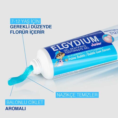 Elgydium Balonlu Ciklet Aromalı 7-12 Yaş Diş Macunu 50 ml
