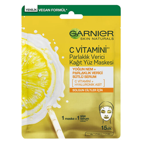 Garnier C Vitamini Parlaklık Verici Kağıt Yüz Maskesi 28 g