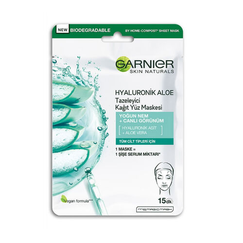 Garnier Hyaluronik Aloe Tazeleyici Kağıt Yüz Maskesi 28 g