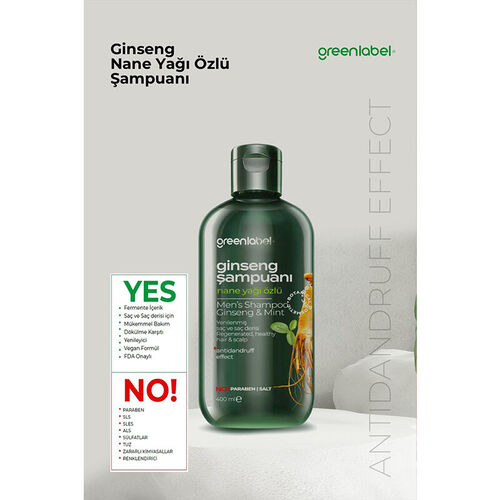 Greenlabel Ginseng ve Nane Yağı Erkek Şampuanı 400 ml