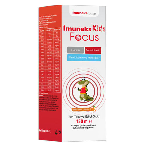 İmuneks Kids Focus Portakal Aromalı Sıvı Takviye Edici Gıda 150 ml