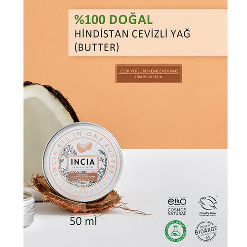 INCIA %100 Doğal Hindistan Cevizli Butter 50 ml