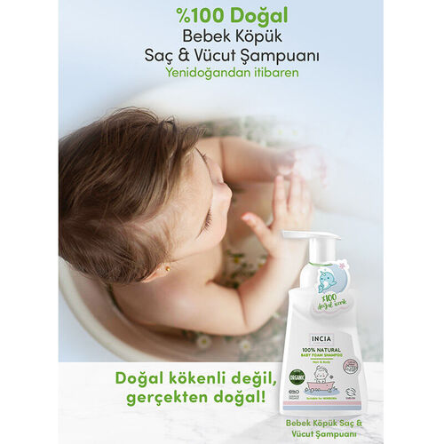 Incia Bebekler İçin Doğal Köpük Şampuanı Saç ve Vücut İçin 200 ml