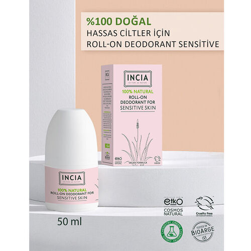 INCIA Hassas Ciltler İçin Doğal Roll-On Deodorant 50 ml