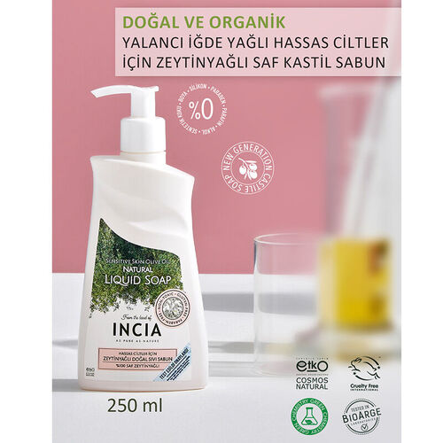 INCIA Hassas Ciltler İçin Zeytinyağlı Doğal Sıvı Sabun 250 ml
