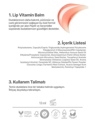 Kremi Dudak Bakım Parlatıcı Lip Balm Peach 13 ml