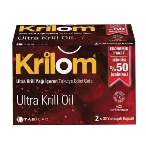 Krilom Ultra Krill Oil Takviye Edici Gıda 2 x 30 Yumuşak Kapsül