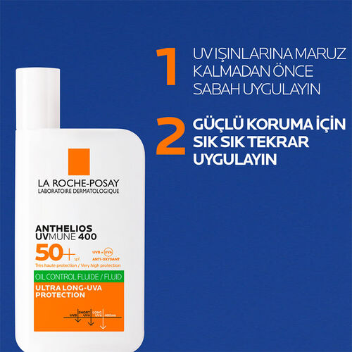 La Roche Posay Anthelios UVmune400 Oil Control Fluide SPF50+ Karma ve Yağlı İçin Yüz Güneş Kremi 50 ml