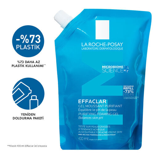 La Roche Posay Effaclar Yağlı Ciltler için Temizleme Jeli 400ml - Refill