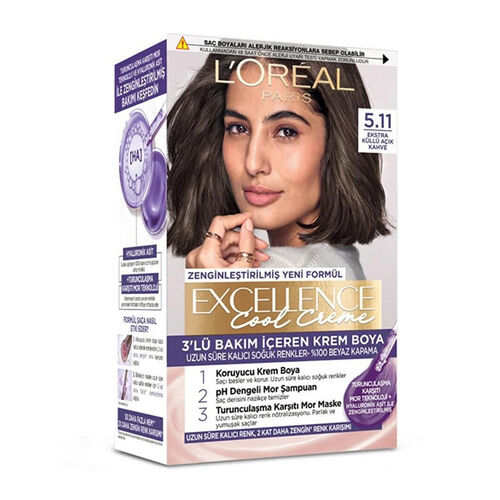 Loreal Paris Excellence Cool Creme Saç Boyası - 5.11 Ekstra Küllü Açık Kahve