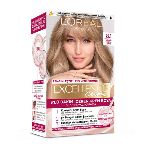 Loreal Paris Excellence Creme Saç Boyası 8.1 Küllü Koyu Sarı