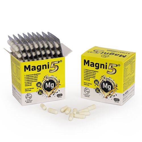 Magni5 Magnezyum Vitamin D3 B6 İçeren Takviye Edici Gıda 90 Kapsül