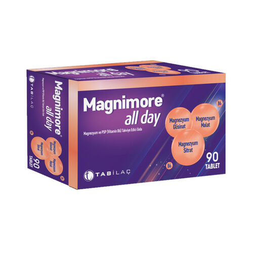 Magnimore All Day Magnezyum ve P5P (Vitamin B6) Takviye Edici Gıda 90 Tablet