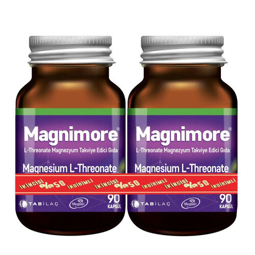 Magnimore L-Threonate Magnezyum Takviye Edici Gıda 2 x 90 Kapsül - İkincisi %50