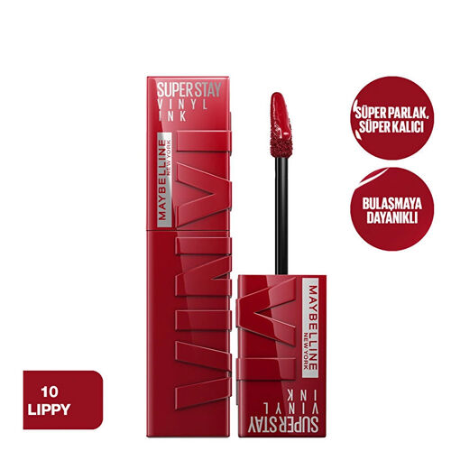 Maybelline New York Super Stay Vinyl Ink Likit Parlak Ruj - 10 Lippy