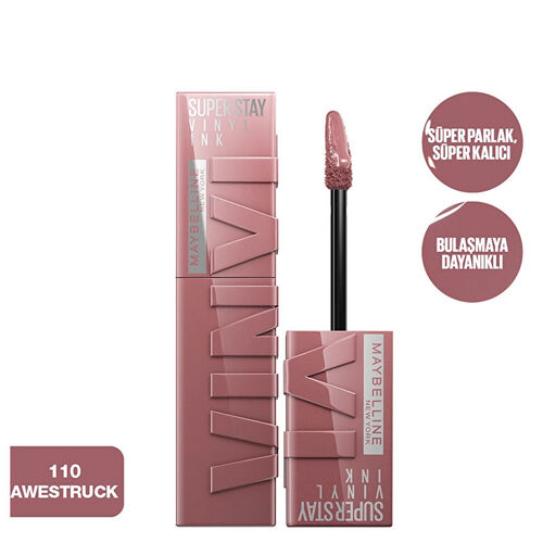 Maybelline New York Super Stay Vinyl Ink Likit Parlak Ruj - 110 Awestruck