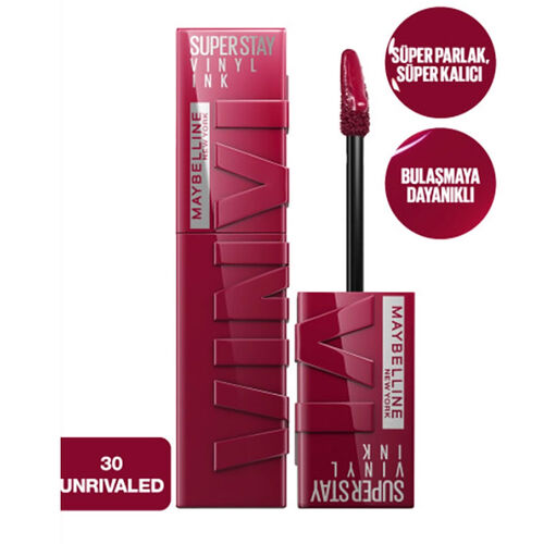 Maybelline New York Super Stay Vinyl Ink Likit Parlak Ruj - 30 Unrivaled