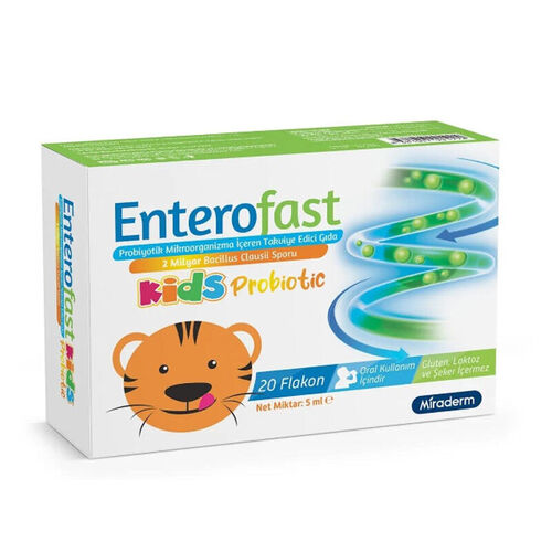 Miraderm Enterofast Kids Probiotic Takviye Edici Gıda 20 Flakon