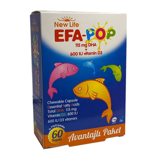 New Life EFA Pop Balık Yağı Takviye Edici Gıda 60 Çiğnenebilir Kapsül