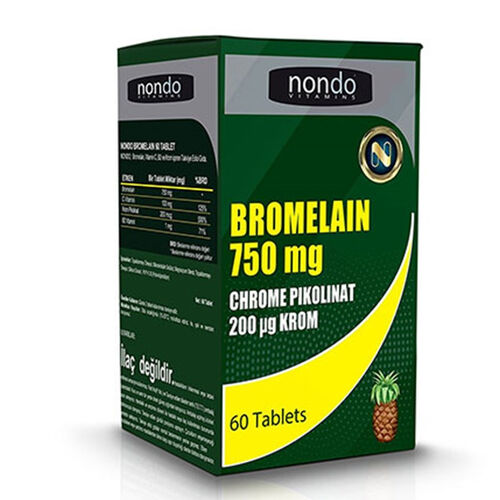 Nondo Vitamins Bromelain 750 mg Takviye Edici Gıda 60 Tablet
