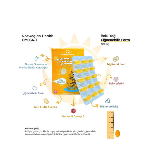 Norwegian Health Omega 3 Gummies Takviye Edici Gıda 30 Jel Form