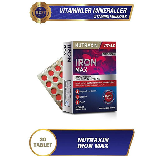 Nutraxin Iron Max Takviye Edici Gıda 30 Tablet