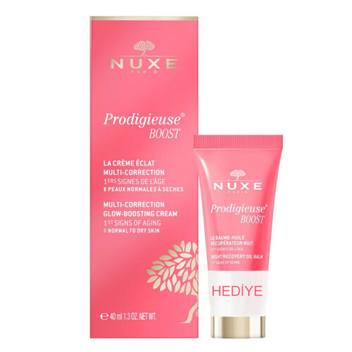 Nuxe Creme Prodigieuse Boost Glow Boosting Cream 40 ml Night Recovery Oil Balm 15 ml HEDİYE